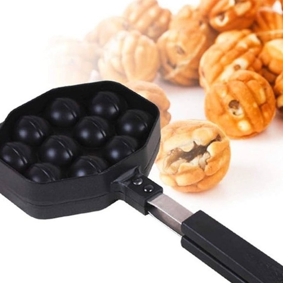 EZ Cooker Korea Traditional Cookie Maker Frame with 10 Slot Walnut Waffle Pan - Picture 1 of 16